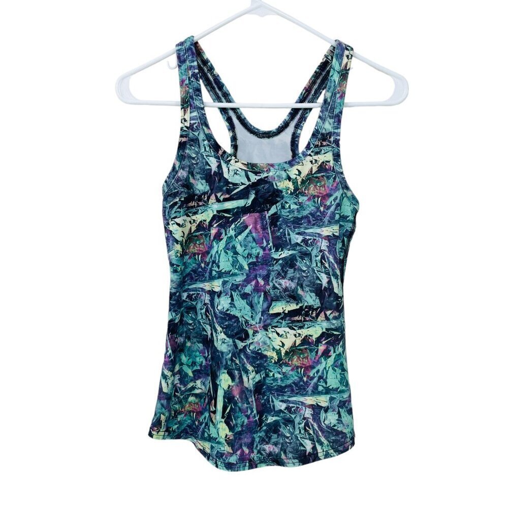 Lululemon Women Size 4? Racerback Active Tank Top Blue Purple Abstract Stretch
